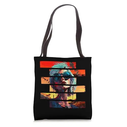 Sunset Rebellion: Fragmented Vibes Tote Bag Apparel