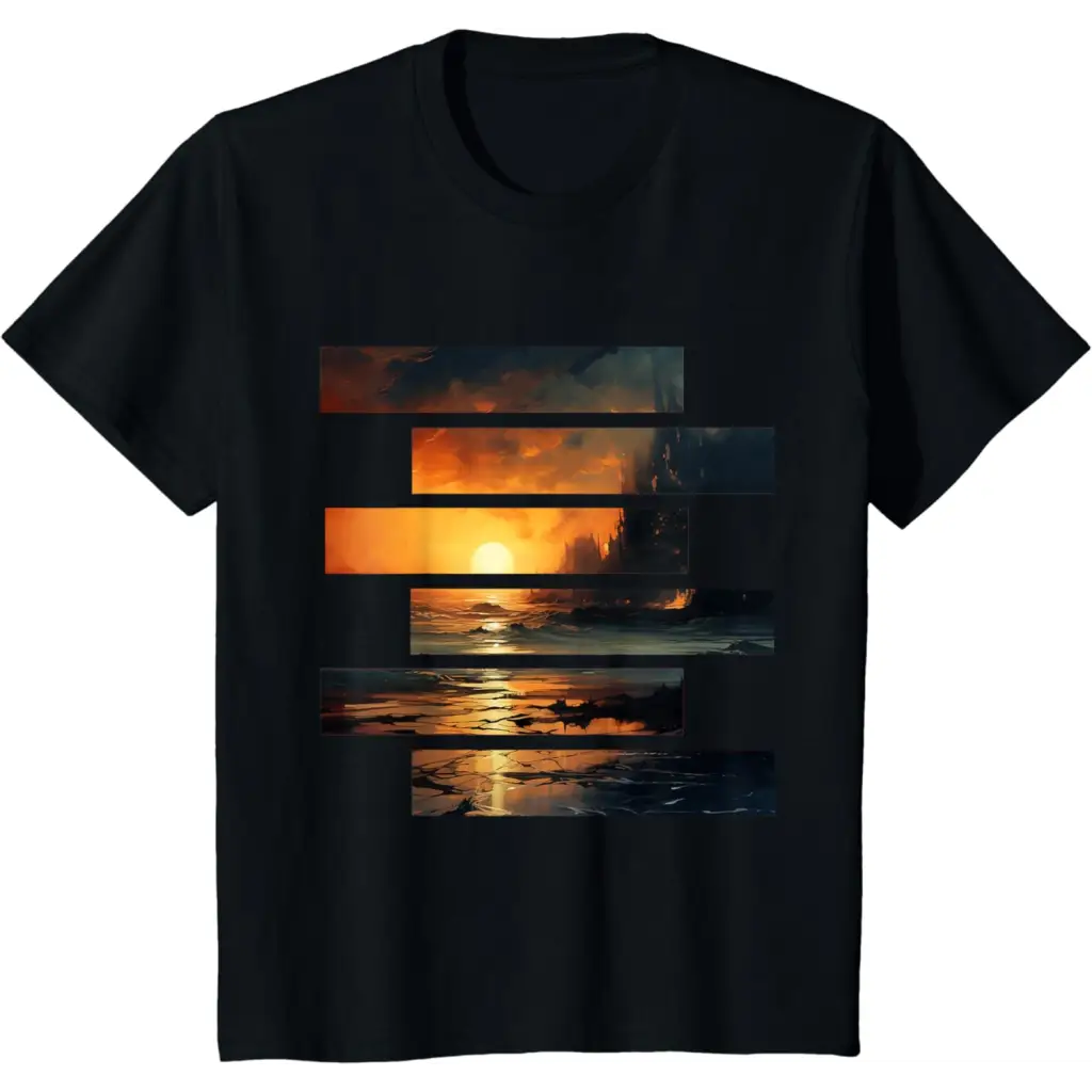 Sunset Serenity: Beach Horizon T-Shirt - Black / Youth