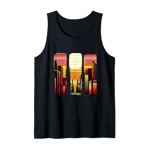 Sunset Skyline Symphony Vibrant City Horizon Tank Top