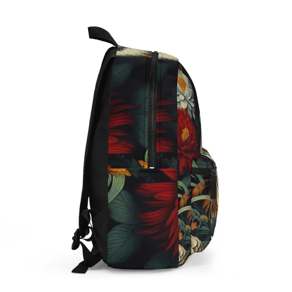 Tiger in a Floral Paradise Backpack One size Bags
