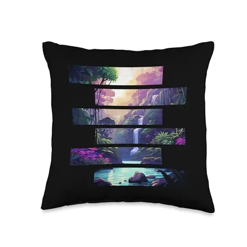 Tranquil Falls: Oasis in the Forest Throw Pillow Home
