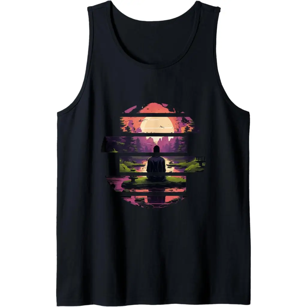 Tranquil Horizon: Meditation at Sunset Tank Top