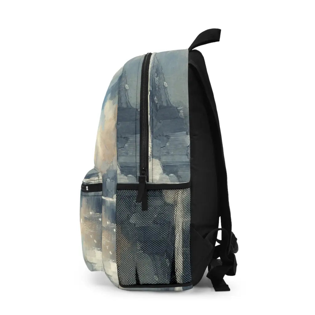 Tranquil Horizon Painted Canvas Backpack One size Bags