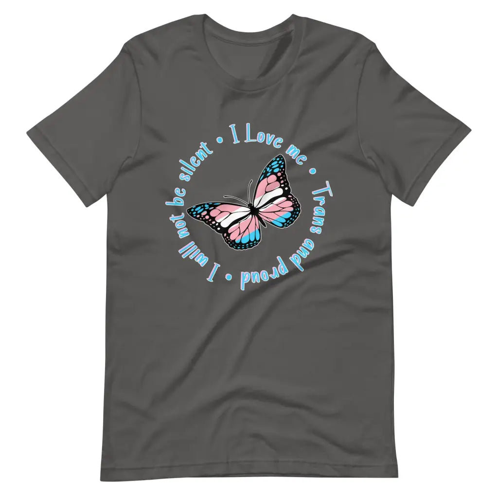 Trans and Proud Butterfly t-shirt - Asphalt / S - T-Shirt