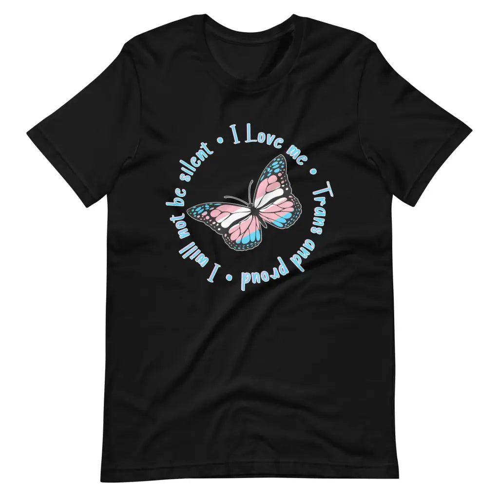 Trans and Proud Butterfly t-shirt - Black / S - T-Shirt