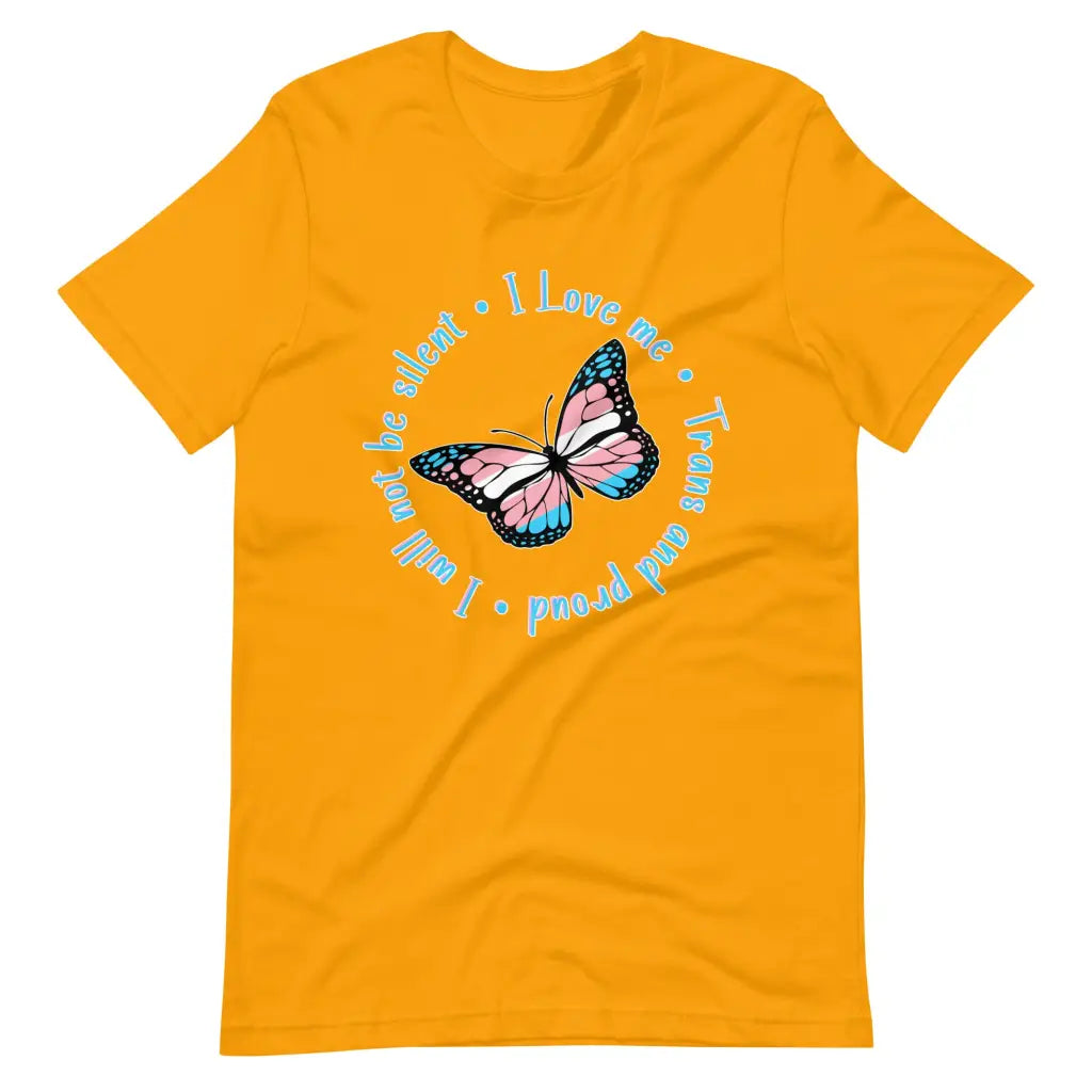 Trans and Proud Butterfly t-shirt - Gold / S - T-Shirt