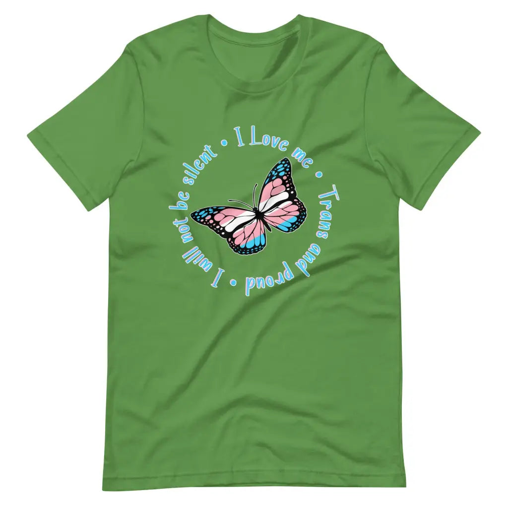 Trans and Proud Butterfly t-shirt - Leaf / S - T-Shirt