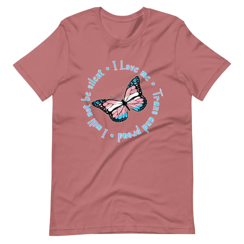 Trans and Proud Butterfly t-shirt - Mauve / S - T-Shirt