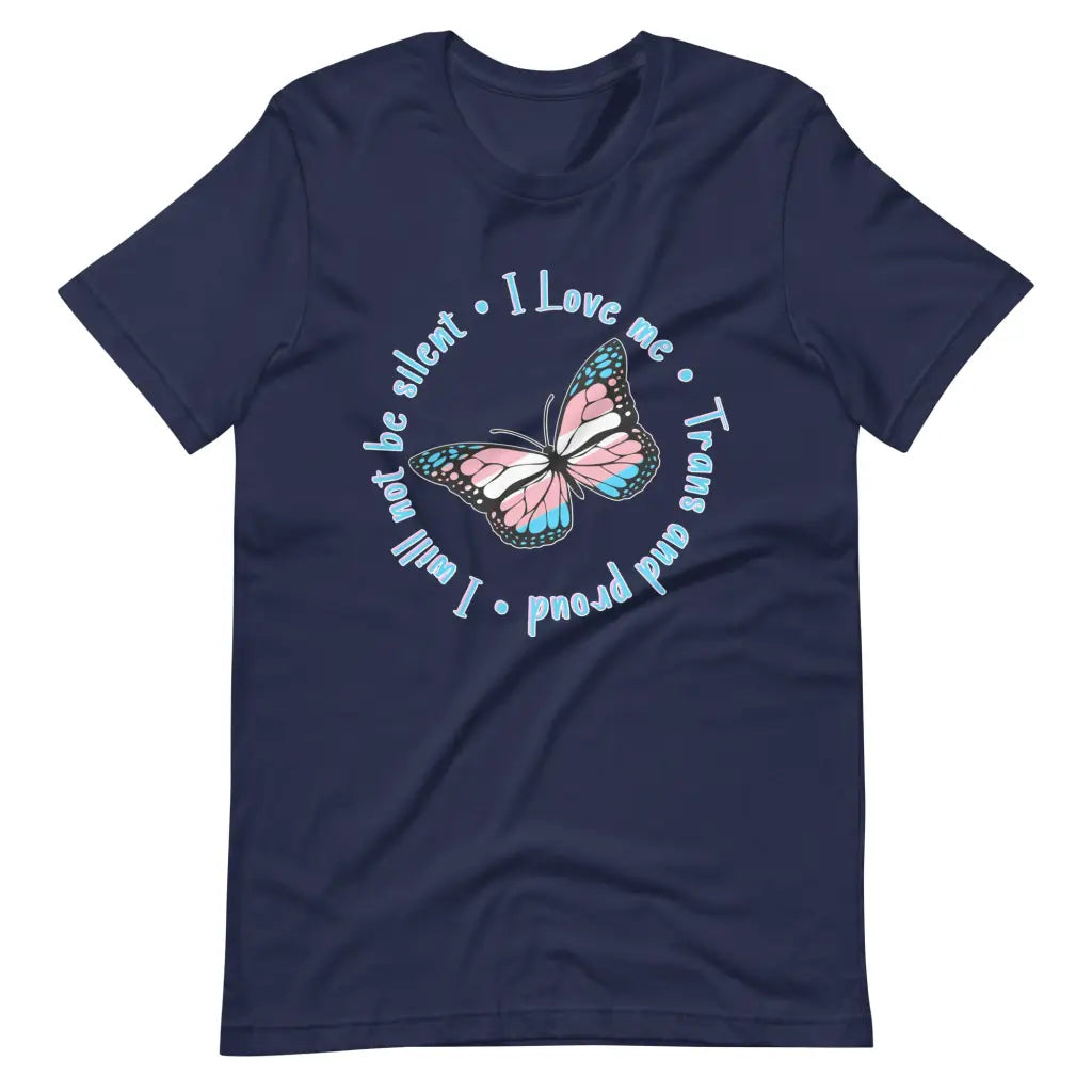 Trans and Proud Butterfly t-shirt - Navy / S - T-Shirt