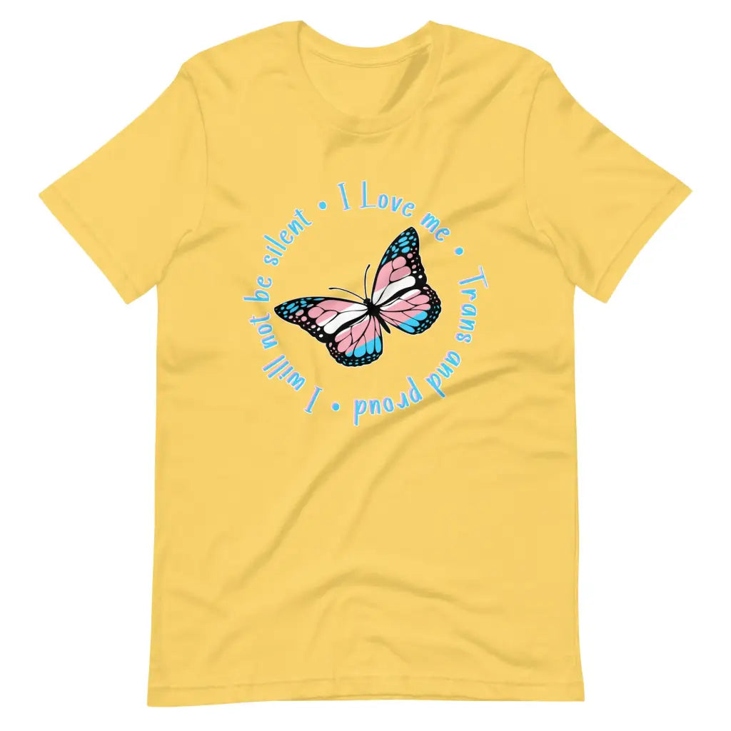 Trans and Proud Butterfly t-shirt - Yellow / S - T-Shirt