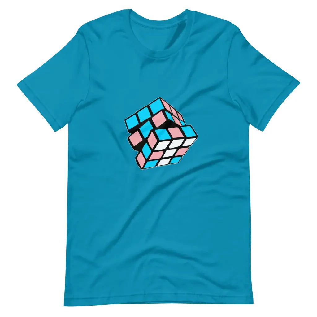 Trans Flag Rubik’s Cube Transitioning t-shirt - Aqua / S