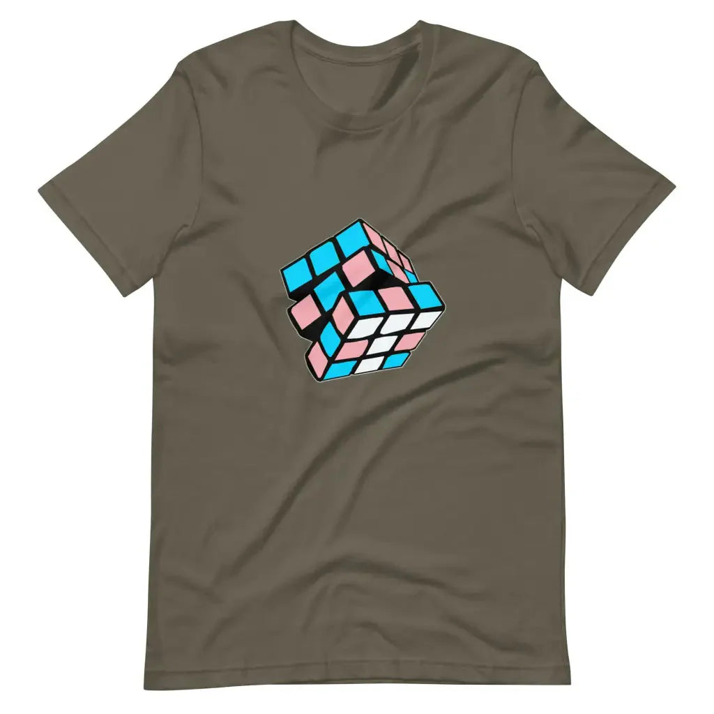 Trans Flag Rubik’s Cube Transitioning t-shirt - Army / S