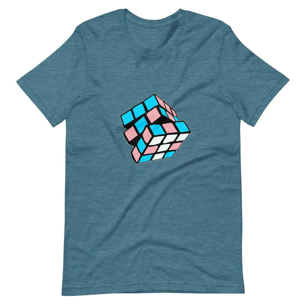 Trans Flag Rubik’s Cube Transitioning t-shirt - Heather