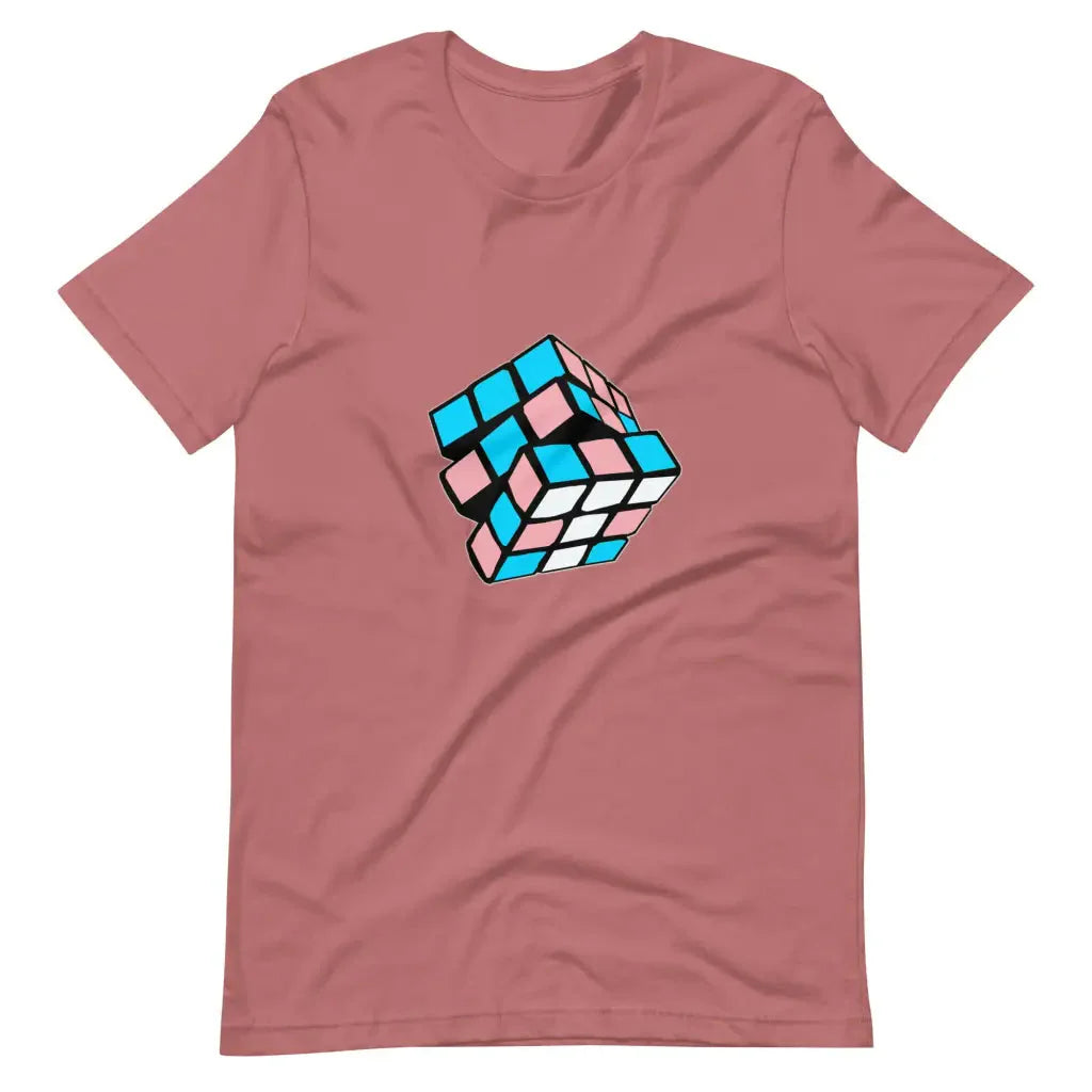 Trans Flag Rubik’s Cube Transitioning t-shirt - Mauve / S