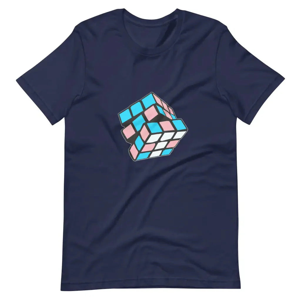 Trans Flag Rubik’s Cube Transitioning t-shirt - Navy / S