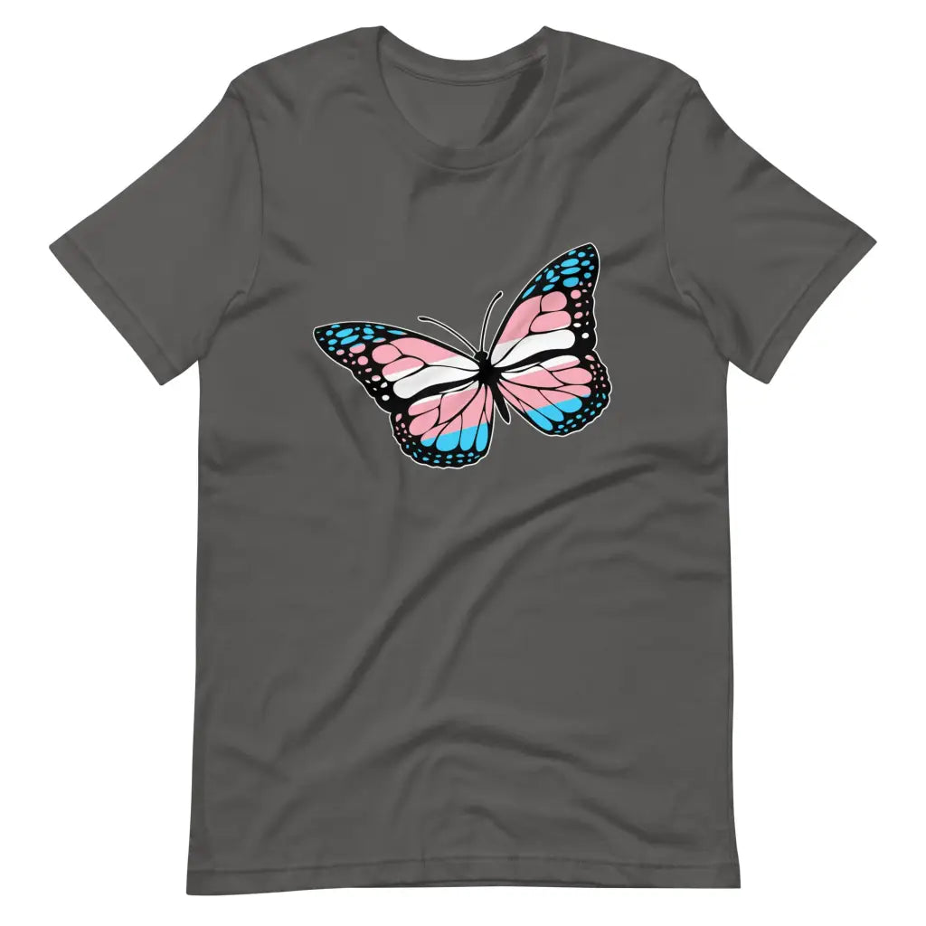 Transgender Flag Butterfly t-shirt - Asphalt / S - T-Shirt