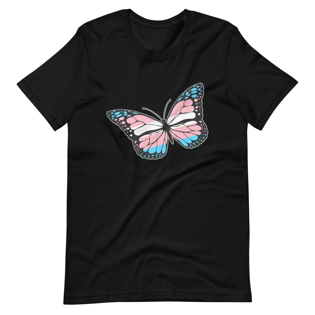 Transgender Flag Butterfly t-shirt - Black / S - T-Shirt