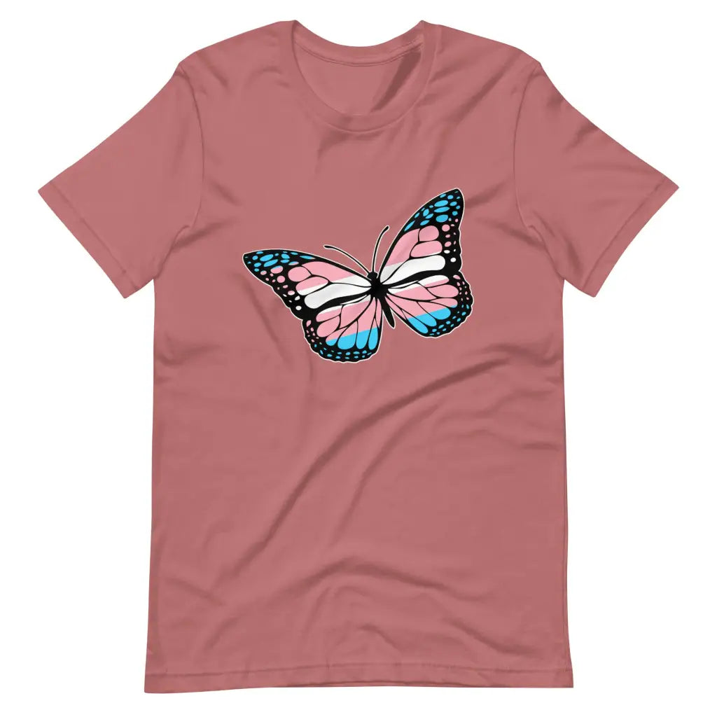 Transgender Flag Butterfly t-shirt - Mauve / S - T-Shirt