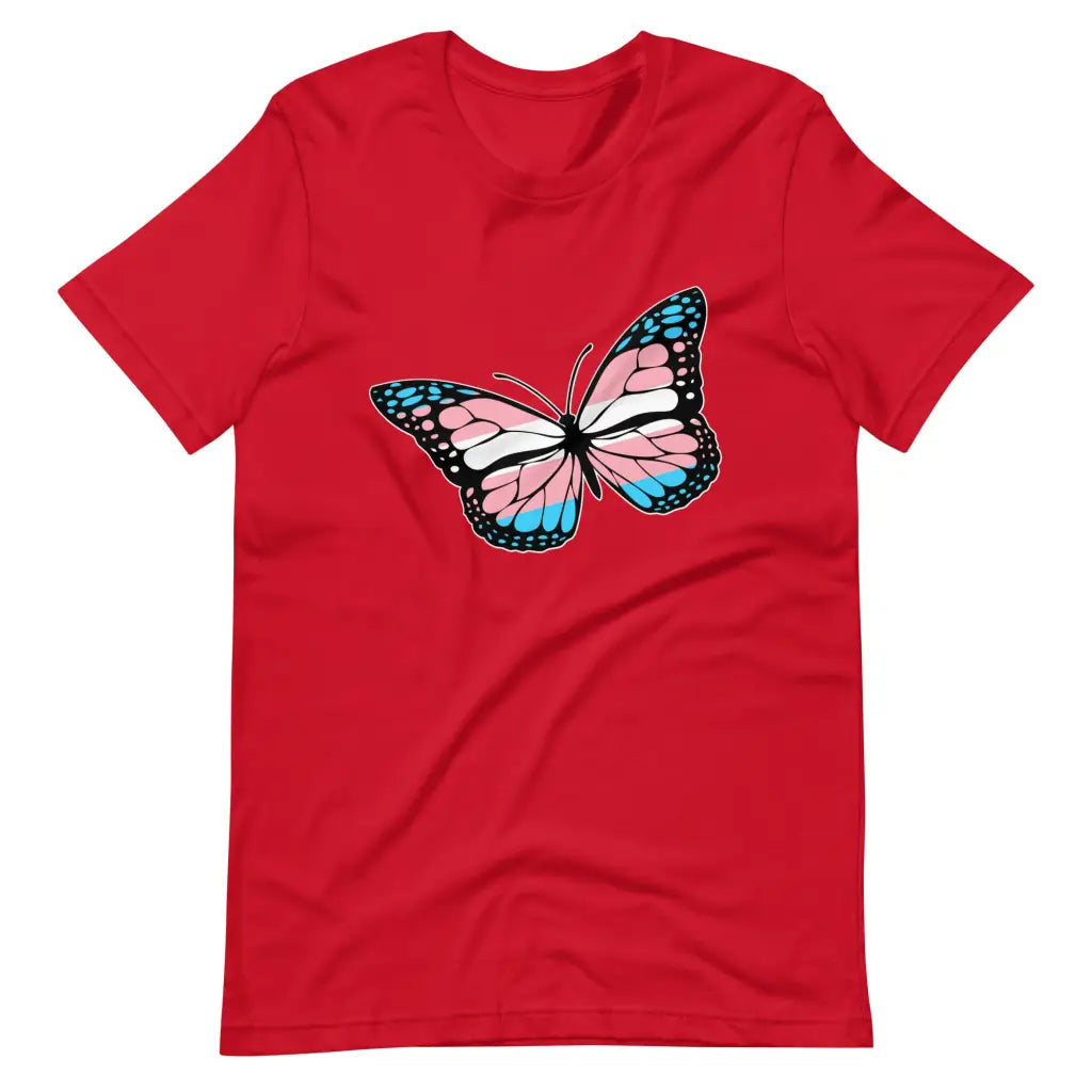 Transgender Flag Butterfly t-shirt - Red / S - T-Shirt