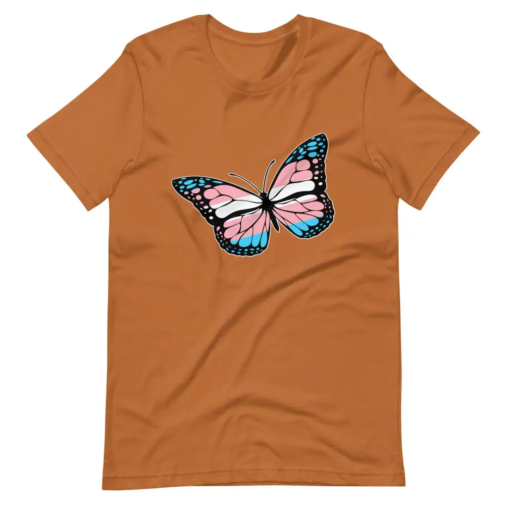 Transgender Flag Butterfly t-shirt - Toast / S - T-Shirt