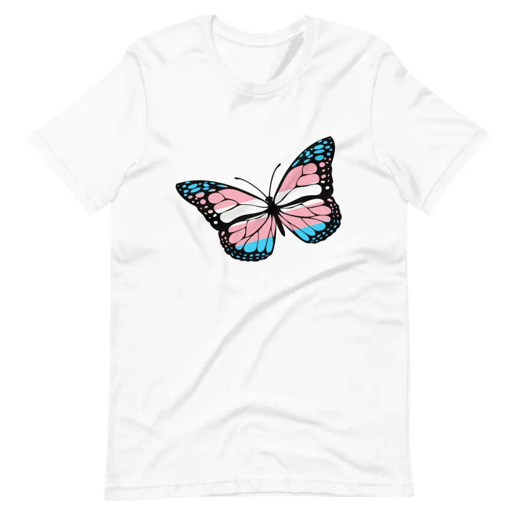 Transgender Flag Butterfly t-shirt - White / S - T-Shirt