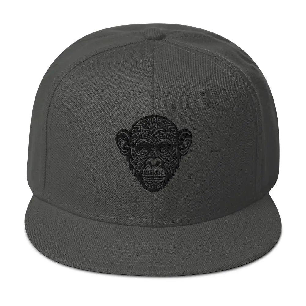 Tribal Ape Snapback Hat - Charcoal gray