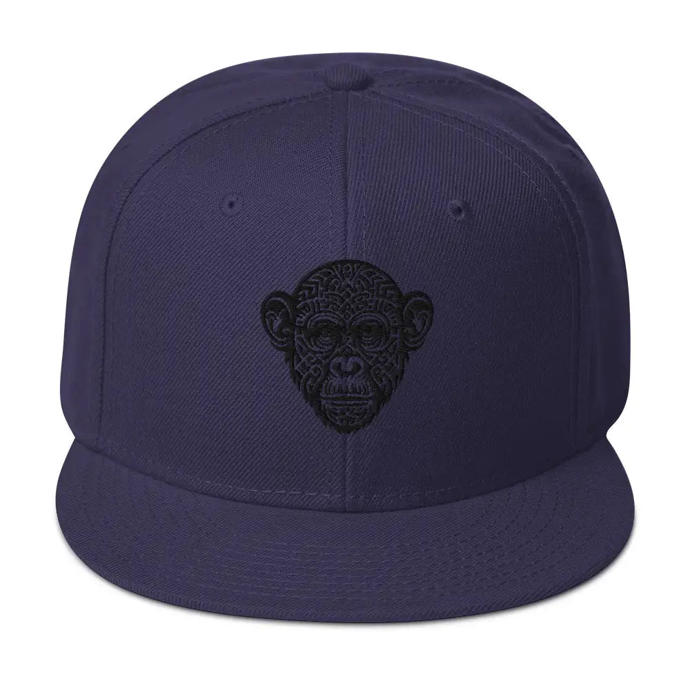 Tribal Ape Snapback Hat - Navy blue