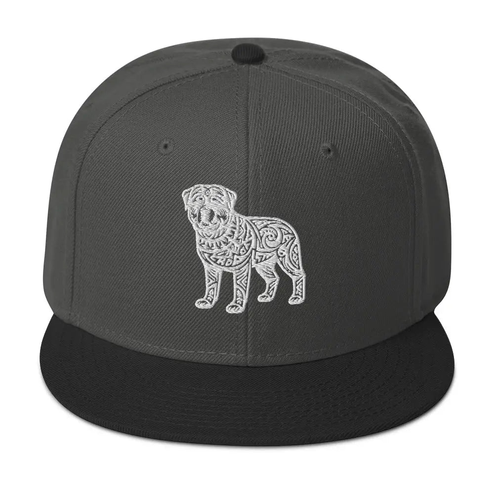 Tribal Pup: Full Body Graphic Snapback Hat - Black