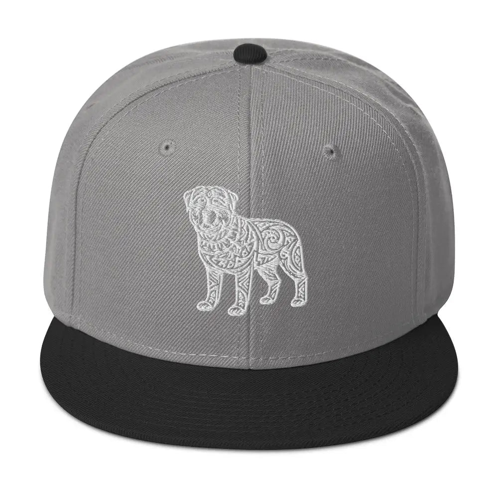 Tribal Pup: Full Body Graphic Snapback Hat - Black / Gray