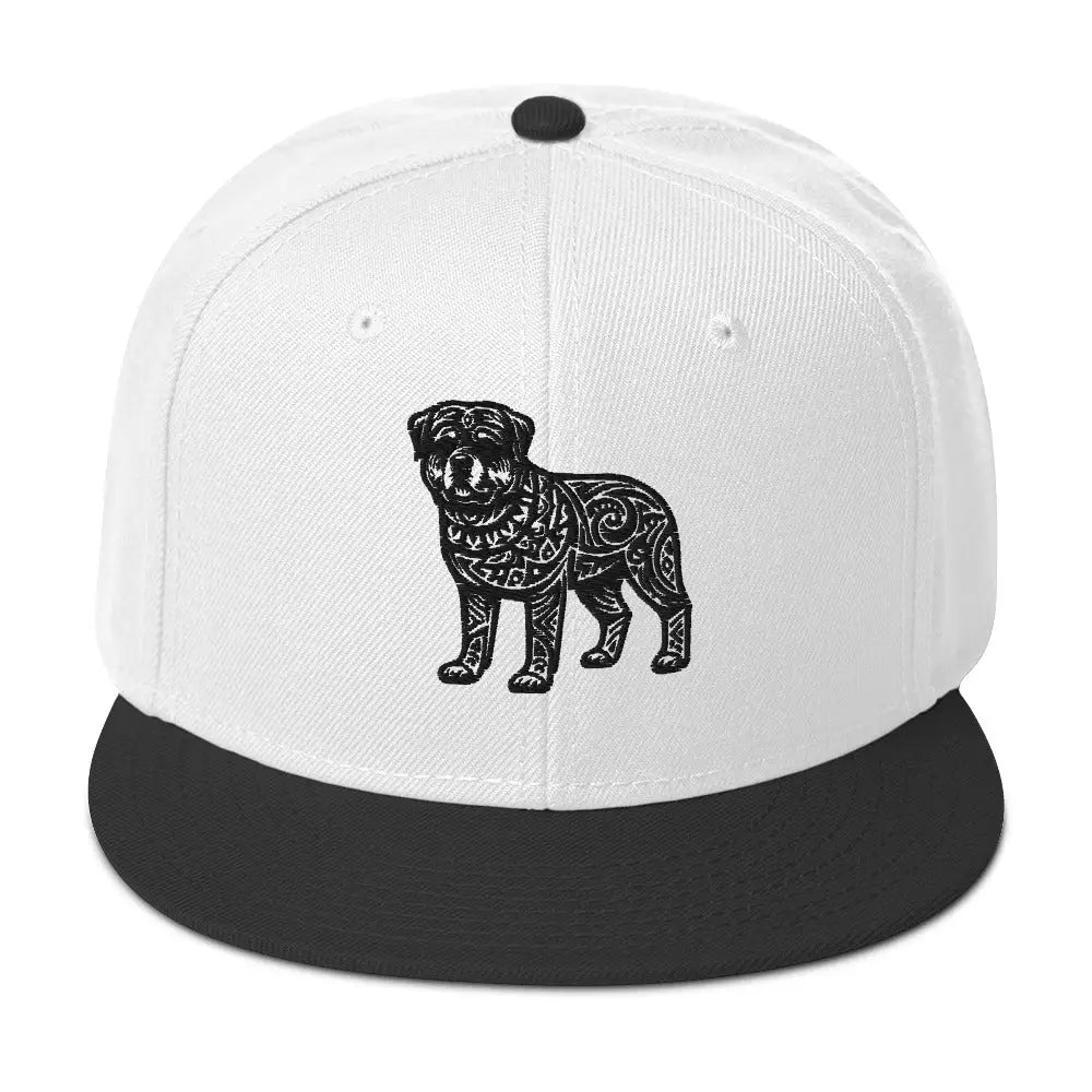 Tribal Pup: Full Body Graphic Snapback Hat - Black / White