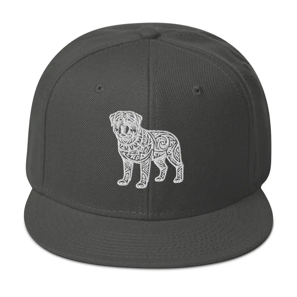 Tribal Pup: Full Body Graphic Snapback Hat - Charcoal gray