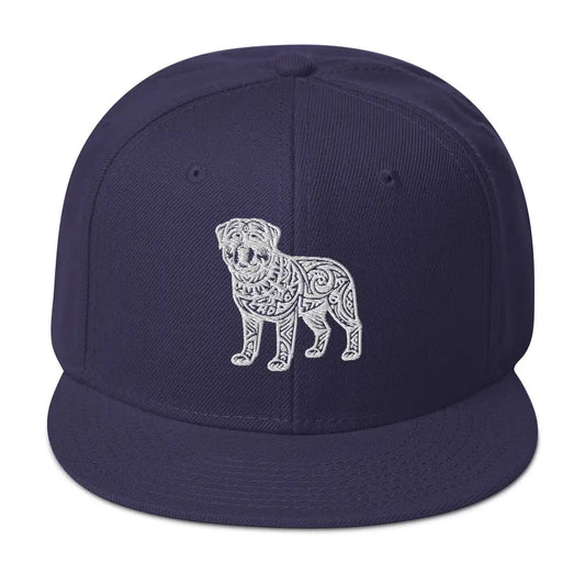 Tribal Pup: Full Body Graphic Snapback Hat - Navy blue