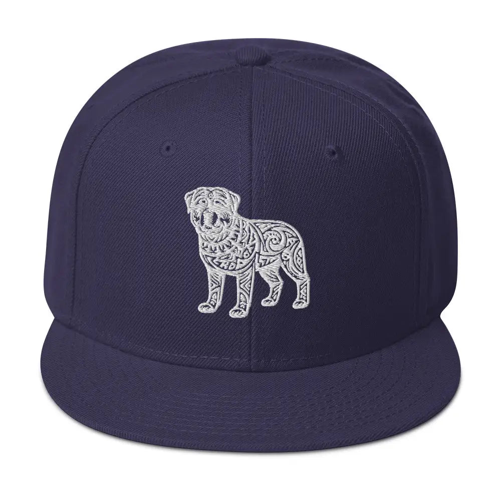 Tribal Pup: Full Body Graphic Snapback Hat - Navy blue