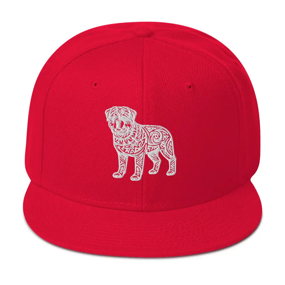 Tribal Pup: Full Body Graphic Snapback Hat - Red