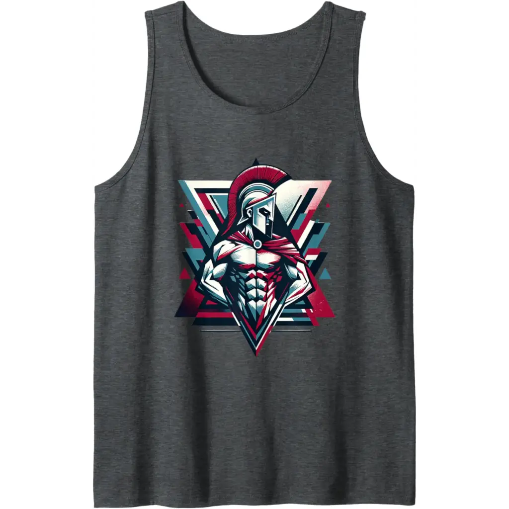 Triumphant Spartan Warrior in Cape Tank Top - Dark Heather