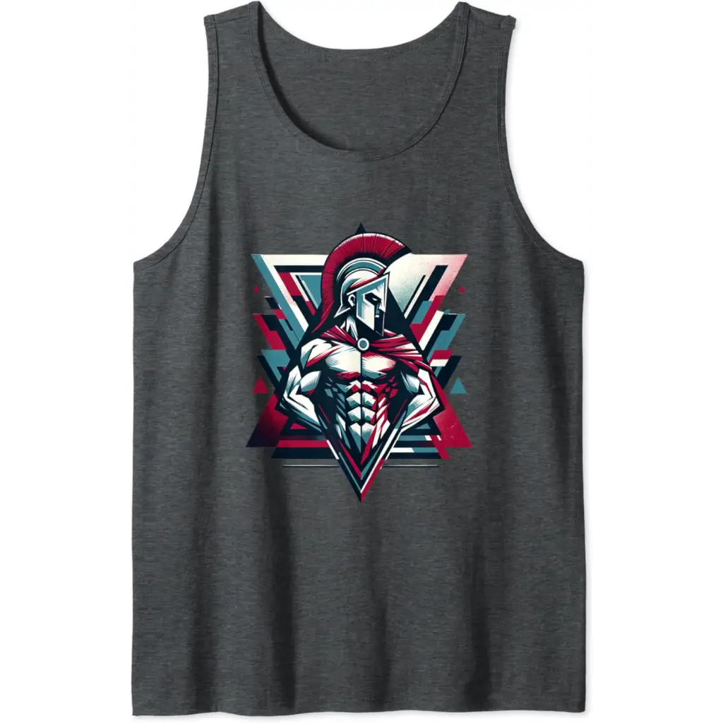 Triumphant Spartan Warrior in Cape Tank Top - Dark Heather