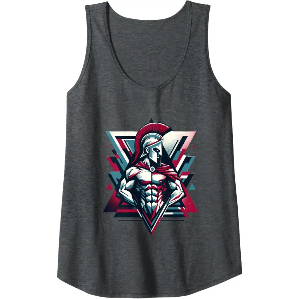 Triumphant Spartan Warrior in Cape Tank Top - Dark Heather