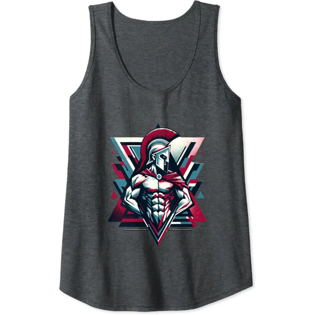 Triumphant Spartan Warrior in Cape Tank Top - Dark Heather