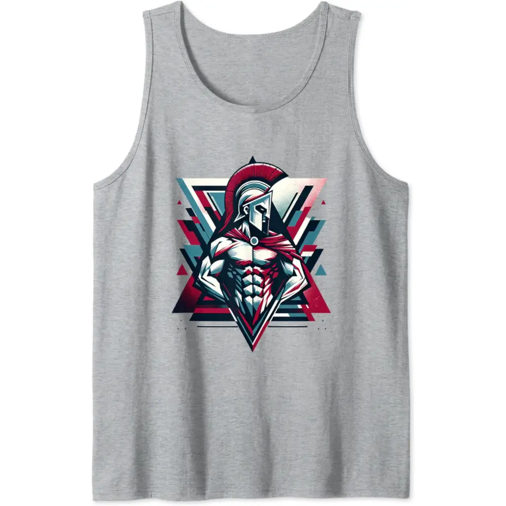 Triumphant Spartan Warrior in Cape Tank Top - Heather Grey