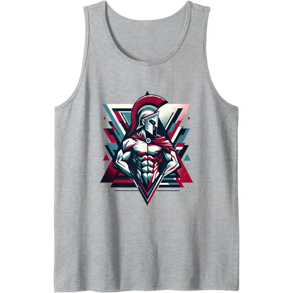 Triumphant Spartan Warrior in Cape Tank Top - Heather Grey