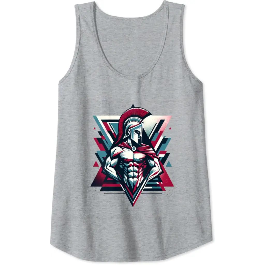 Triumphant Spartan Warrior in Cape Tank Top - Heather Grey