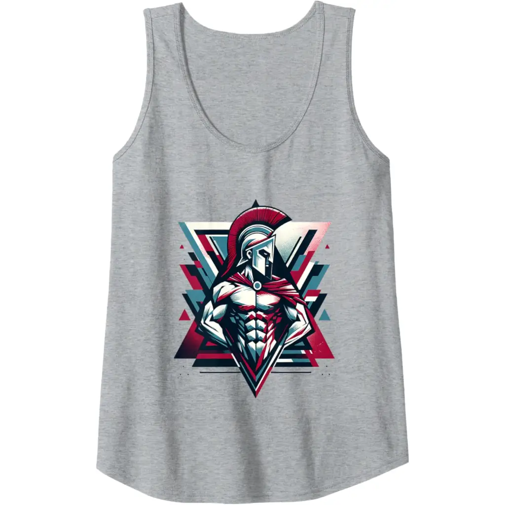 Triumphant Spartan Warrior in Cape Tank Top - Heather Grey