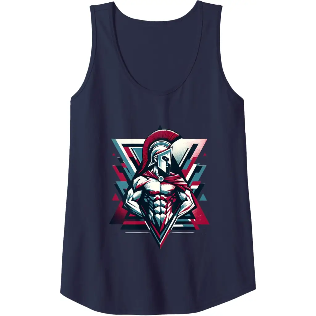 Triumphant Spartan Warrior in Cape Tank Top - Navy Blue