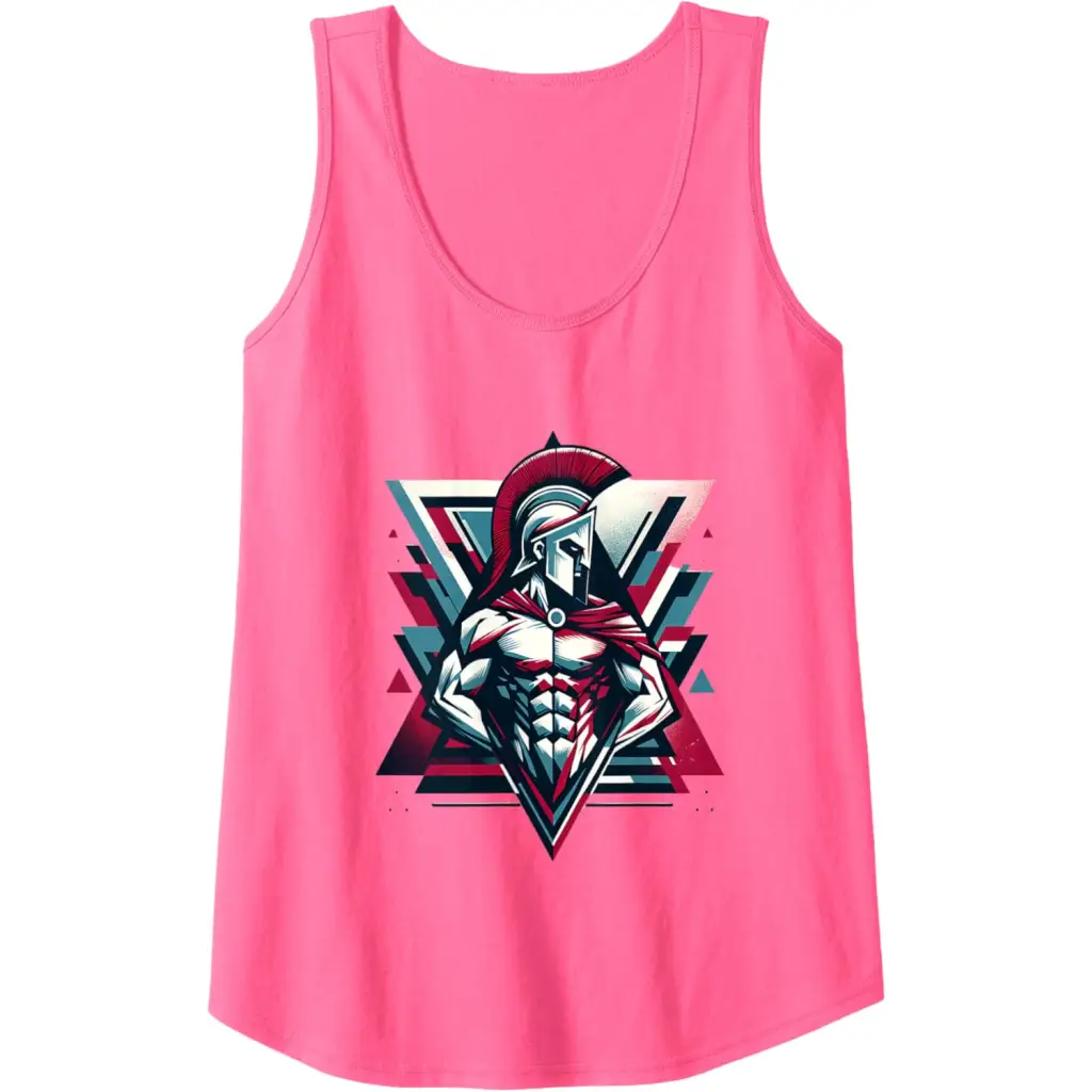 Triumphant Spartan Warrior in Cape Tank Top - Neon Pink