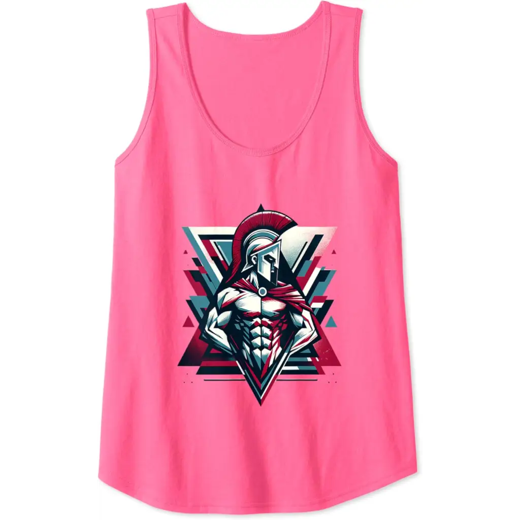 Triumphant Spartan Warrior in Cape Tank Top - Neon Pink