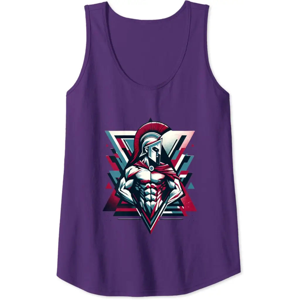 Triumphant Spartan Warrior in Cape Tank Top - Purple