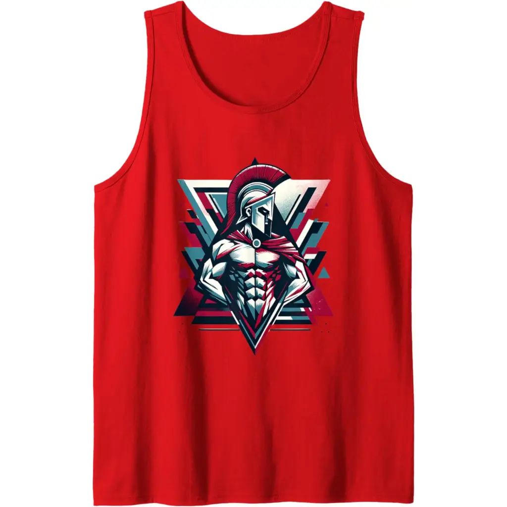 Triumphant Spartan Warrior in Cape Tank Top - Red / Men