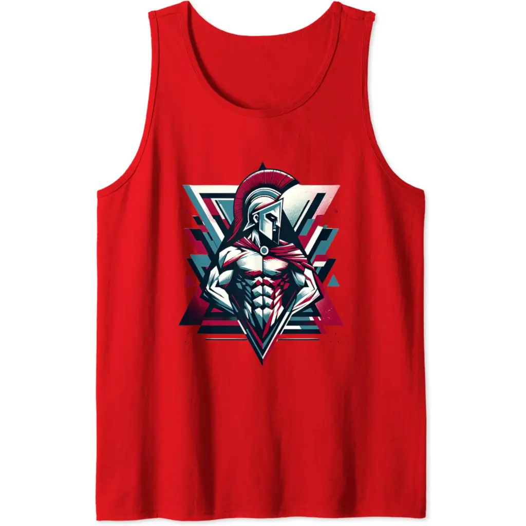 Triumphant Spartan Warrior in Cape Tank Top - Red / Men