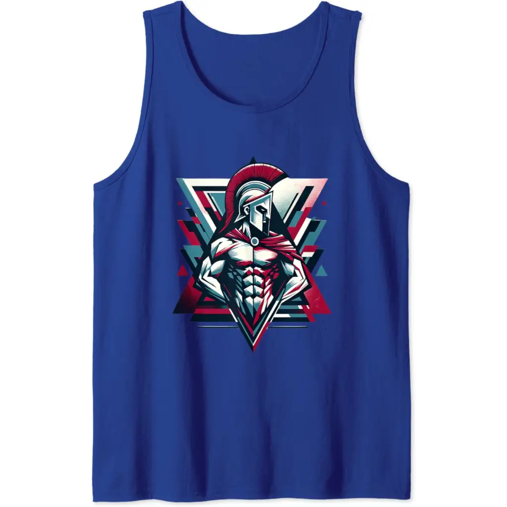 Triumphant Spartan Warrior in Cape Tank Top - Royal Blue