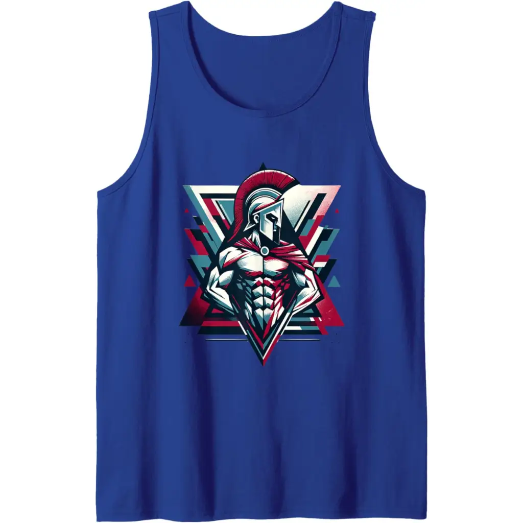 Triumphant Spartan Warrior in Cape Tank Top - Royal Blue